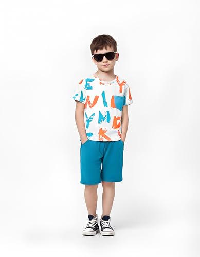 Image of Size 6-12 Years Boys Summer Fall Outfits Set 2PCS Short Sleeve T-Shirt & Shorts Sets Teen Fashion Clothing Sets