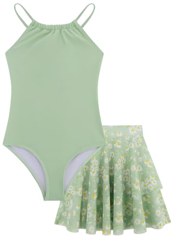 Image of Girls One Piece Swimsuits with Mesh Skirt Tanikini Bathing Suit Swimwear 6-14Y