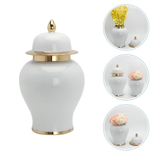 Vase en céramique blanc pour fleurs séchées comme centre de table rustique au salon - 7