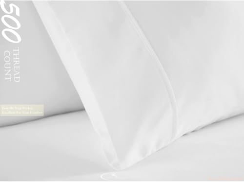Image of King Size Fitted Sheet- Egyptian Cotton 500 Thread Count Hotel Luxury 1 Piece King Fitted Bedsheet- Fit Mattress Up to 12 inch- Extra Soft, Wrinkle Free, Breathable Sheet- White Solid