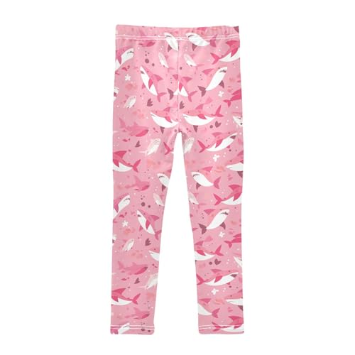 KLL Shark Pink Background Toddler Girls' Active Leggings Stretch Full Length Lounge Pants Running2