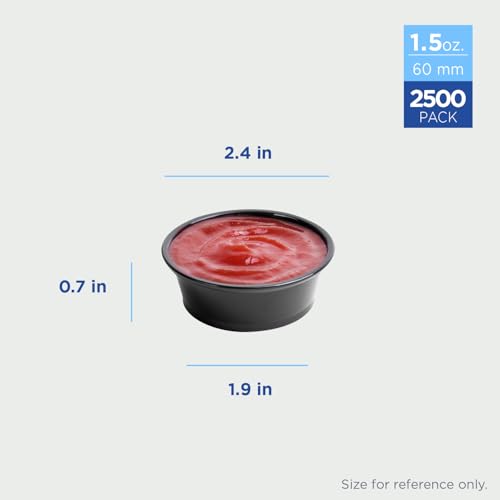 Image of Karat [2500 ct] 1.5 oz Portion Cups - Polypropylene Condiment Cups for Dressings, Sauce, Souffle, Jello Shots Containers | Black FP-P150-PPB inch