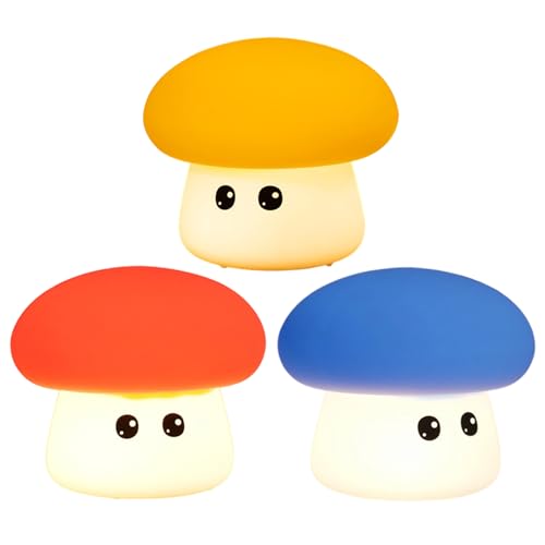 Lámpara de mesa infantiles recargable honguito rojo silicona miniatura 5