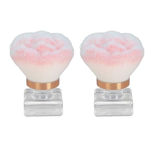 Nail Art Cepillos en polvo Set Cerdas suaves Mango cómodo Inodoro Versátil para la limpieza de uñas Maquillaje Paquete de 2 ABS Fibra sintética Rosa