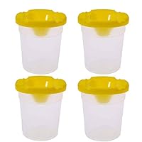 TopHomer 4Pcs Non Spill Paint Pots, Spill Proof Paint Cups with Lids for School Supplies Art Class (Yellow)