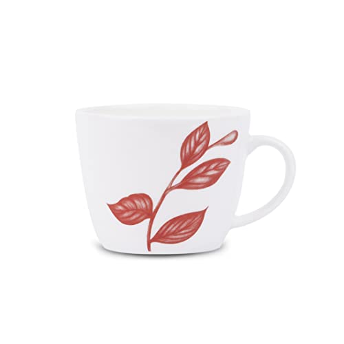 Image of Dandy Lines Royal Cups and Saucers Red Leaves Paradise, Cup and Saucer, Ceramic, Pack of 6, Microwave & Dishwasher Safe, Great for Hosting & Gifting