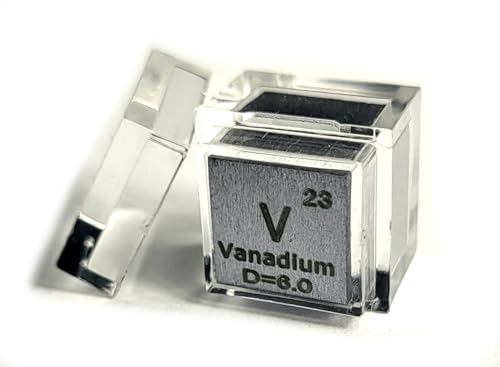 Image of 0.39 inch 10mm Vanadium Metal Cube V up to 99.9% Pure Periodic Table Element Engraved Density Collection Science Education Display Block Cube + Acrylic Case Box - 1PC