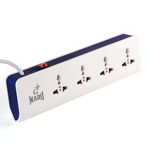 Image of GMARU Extension Board with 4 + 1 with Master Switch | Our Product has Indicator in The Switch Itself | Wire Length 1.5 Meter | Safety Shutter & 4 sockets | Extension Cord for Home Appliances