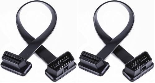 Image of YPP Low Profile OBD 2 OBD ii Male to Female Ribbon Extension Diagnostic Cable 16pins Connected Fully for Scan Tool Code Reader 1ft /30cm (Pack of 2)