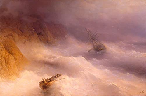Toile Peinture Murale Tempête au Hat Aija Aivazovsky 60x90cm pour décoration