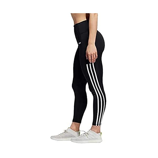 adidas Women's 7/8 3S 3 Stripes Training Tights Black (Black/White, Small)