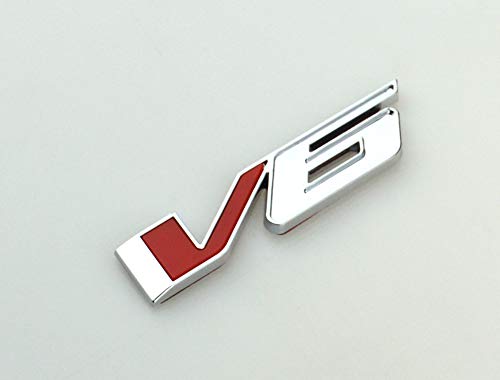 Image of 1pcs V6 Emblem 3D Badge Truck Nameplate Sticker Decal Letter Logo Replacement for 17-21 V6 (Silver Red)