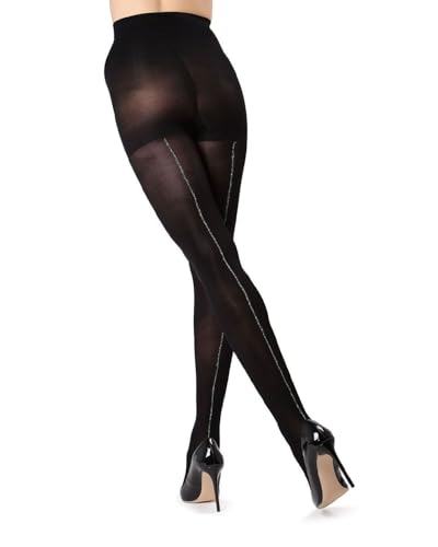 Image of MeMoi Women's Shimmer Lurex Backseam Opaque Nylon Tights