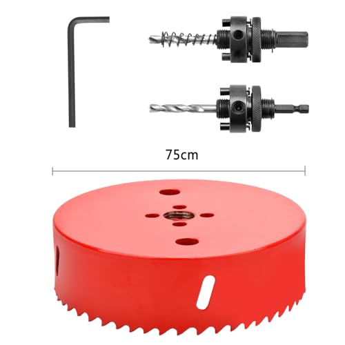 GUOQEE 75mm Hole Saw with Quick Change Arbor, Hole Drilling Cutter HSS BI-Metal for Wood, Plywood, PVC, Drywall and Metal Sheet - Image 3