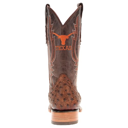 Image of Vaccari Men's Cooper Genuine Exotic Print Leather & NCAA League Embroidery Broad Square Toe Cowboy Boots