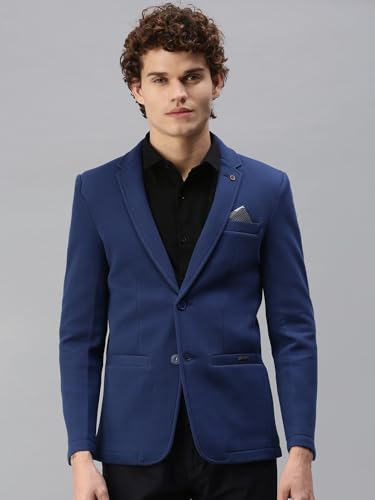Image of SHOWOFFFF Men Solid Single Breasted Casual Blazer | Notched Lapel Full Sleeves Cotton Blazer for Mens | Slim Fit Regular Length Blazer for Men's
