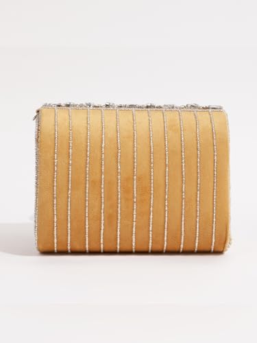 Image of THE TAN CLAN Grace Beige Flap Over Clutches for women Bag for Women- Elegant Evening Handbag, Stylish Purse, Perfect for Parties, and Special Occasions
