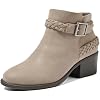 Luoika Womens Wide Width Ankle Boots - Black Brown Short Boots Block Low Heel Side Zipper Booties.