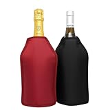 ワインクーラー 2個セット 【氷不要 コンパクト】 スリーブ 【濡れない、垂れない、汚さない】 ボトルクーラー 日本酒 ワイン アイスクーラー シャンパン 保冷 カバー 保冷剤 冷凍 持ち運び ワインカバー ワインスリーブ おしゃれ パーティー アウトドア 卓上 折りたたみ (ブラック、レッド)