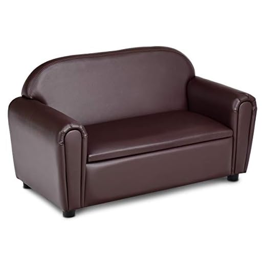 HONEY JOY Kids Sofa, 2 Seats Couch Armrest Chair, Toddler Lounge Bed with Wood Frame, Storage Box, Children Sized Sofa for Living Room, Bedroom (Brown)