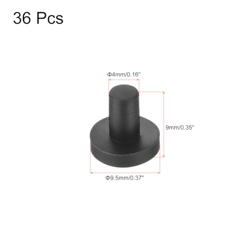 Image of uxcell High Temp Silicone Plug Mount Dia 4mm /0.16 inch t Shaped Rubber Stopper Hole Plugs for Powder Coating Plating Waterproof Plugs Sealing Plugs Black Pack of 36(OD 9.5mm)