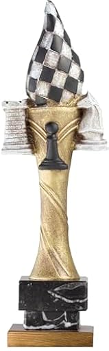 Trofeo de Ajedrez en Resina con Base de Mármol Negro y Madera – Acabado Dorado y Plateado Envejecido – Alturas 35, 33 y 31 cm – Trofeos Mora (31) | Ya disponible en tu tienda friki favorita! En mundofriki.es!