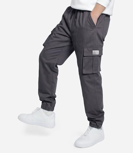 Image of TLAENSON Boys Cargo Joggers Pants Elastic Waist Casual Jogging Trousers Bottom for Kids 6-16 Years