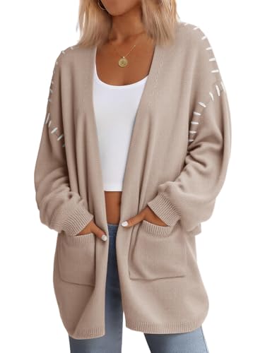 HDLTE Womens Oversized Cardigan Sweaters Fall Long Knit Open Front Lightweight Cardigans with Pockets