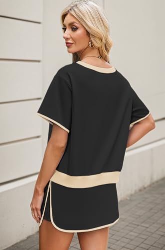 Women's 2 Piece Sets Summer Casual Short Sleeve Tops and Matching Drawstring Skort Going Out Lounge Outfits3