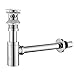 Produktbild KAIBOR Universal Siphon mit Ablaufgarnitur für Waschbecken und Waschschalen mit Überlauf, Chrom Pop Up Ventil mit Abflussgarnitur passgenau, Röhrensiphon von 1 1/4 Zoll Gewindeanschluss