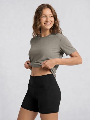 Image of ODODOS Women's Performance Cropped Tee Ultra Soft odSTRATUM Tech Short Sleeve Relaxed Top Crew Neck T-Shirts