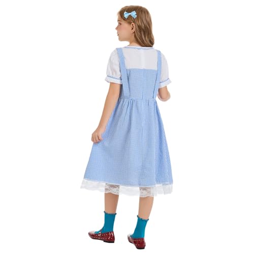 Disfraz completo clásico para niñas en azul y blanco miniatura 2