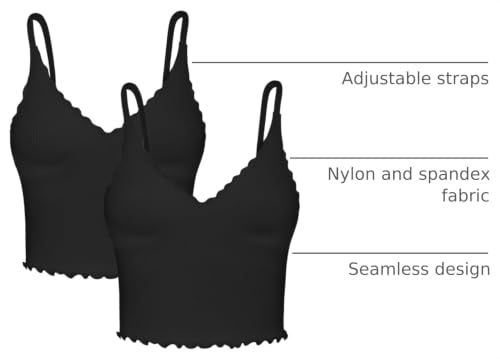 Image of Sunzel Tank Top for Women, V Neck Seamless Ribbed Crop Camisole with Ruffles