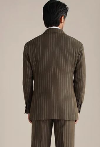 HZUOU Peak Lapel Striped Mens Suits Regular Fit Single Breasted Wedding Tuxedos for Men Groom 3 Piece Blazer Pants Set UOU312