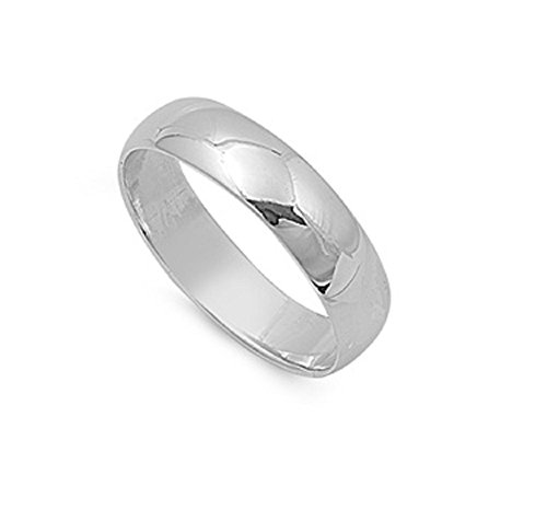 CloseoutWarehouse 925 Sterling Silver Plain Wedding Band Ring