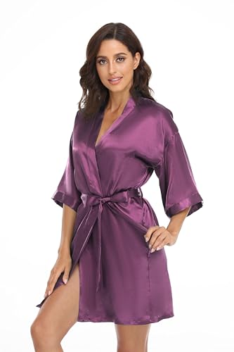 12 Pcs Short Kimono Robes for Women Silky Bride Bridesmaid Robe Satin Lightweight Bathrobe for Wedding Party4