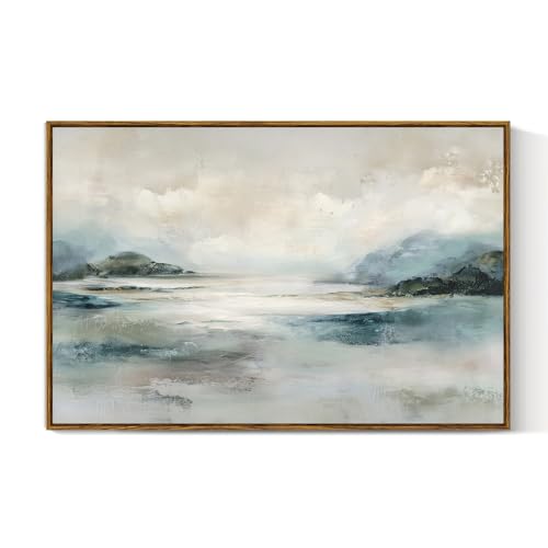 VIYYIEA Large Framed Canvas Wall Art, 24x36 Inch Abstract Coastal