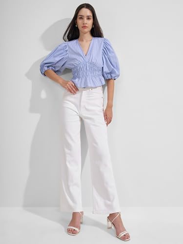 Image of Tokyo Talkies Women's Mid Rise Straight fit Wide Leg Trousers|Work Wear|Side Pockets