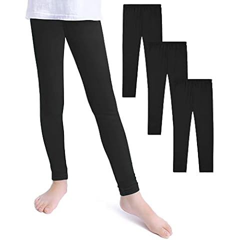 KEREDA Mädchen Leggings Baumwolle Hosen Lange Sport 3er-Pack Cover