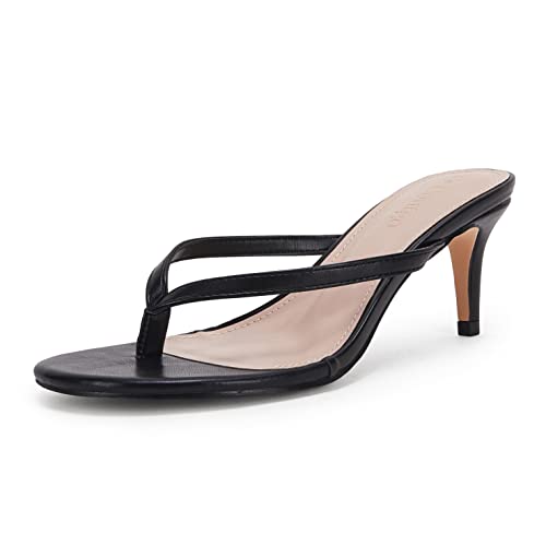 Coutgo Women's Kitten Heel Flip Flops Slip On Thong Slide Sandals Comfortable Summer Beach Shoes