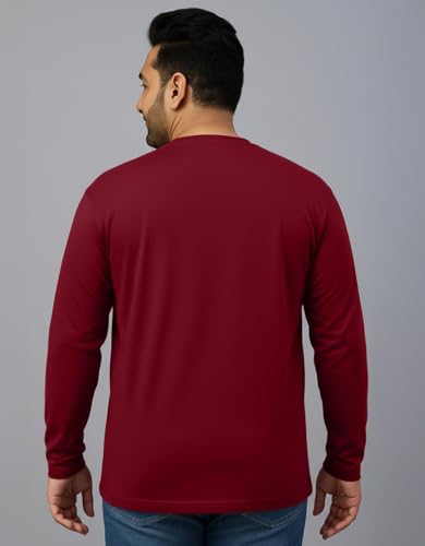 Image of Veirdo Pure Cotton Regular Fit Solid Core Plus Size Plus Size Full Sleeve T-Shirt for Men (Sizes: 2XL to 5XL)