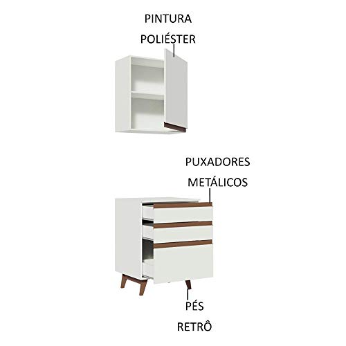 Image of Madesa Engineered Wood Modular Kitchen Set with Cabinets, Ample Storage 60 Cm Wide with 2 Cabinets, 3 Pull-Out Drawers - White