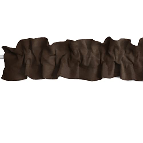 Zen Creative Designs Faux Dupioni Silk Sleeve Topper Window Valance Top Bottom Ruffle Home Décor Bedroom Nursery Kitchen Window (58" Wide X 5" Tall, Brown) #TOP9