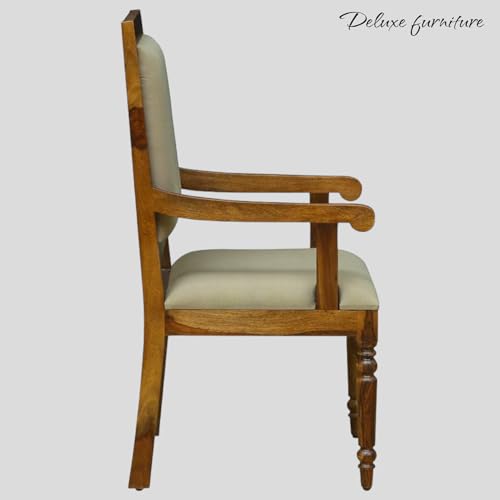 Image of Solid Wooden Chair | Arm Chair for Living Room, Bedroom & Home (23D x 23W x 44H Inchs) (Warren-Provincial Teak, One Seat)