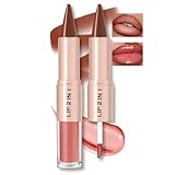 HOSAILY Lip Liner Gloss Lip Combo Set, 2 in 1 Lip Duo Natural Nude Lip Liner Lipstick Glossy Nourishing Coral Dewy Gloss Lip Kit,Smooth Quick Fuller Plumping Juicy Lip Makeup for Women04#Mellow Papaya