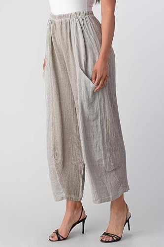 Straight Cotton Linen Pants with Pockets (US, Alpha, One Size, Regular, Regular, Taupe)4