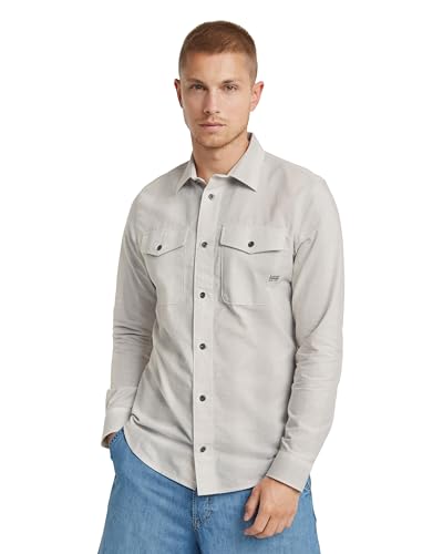 G-STAR Men's Marine Slim Long Sleeve Shirt Mehrfarben (Grey Alloy Shadow Stripe D24963-D590-G452) L – Ansicht 1