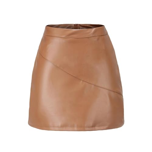 Women High Waisted Faux Leather Mini Skirt Elastic Waist Solid Elegant Slim Fit Club Party Skirt2
