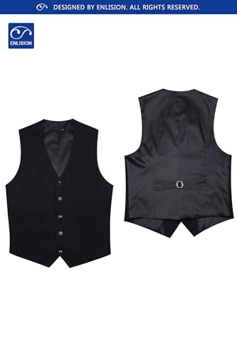 Image of Enlision Men's Suit Vest Business Formal Dress Waistcoat Solid Color Vest for Suit or Tuxedo