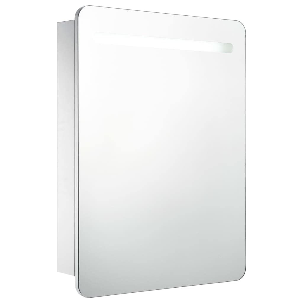 vidaXL Armario de Cuarto de Baño con Espejo y LED Mobiliario Hogar Accesorios Muebles Organización Almacenamiento Estilo Moderno Funcional 60x11x80cm